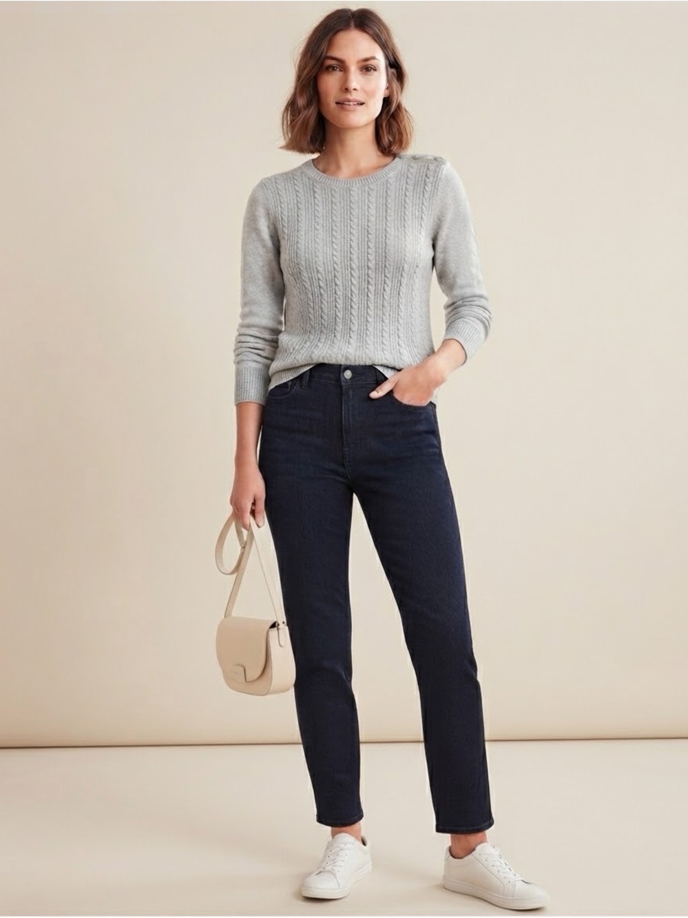 Talbots NWT Heather Gray Metallic Cable Knit Shoulder Button Pullover Sweater S